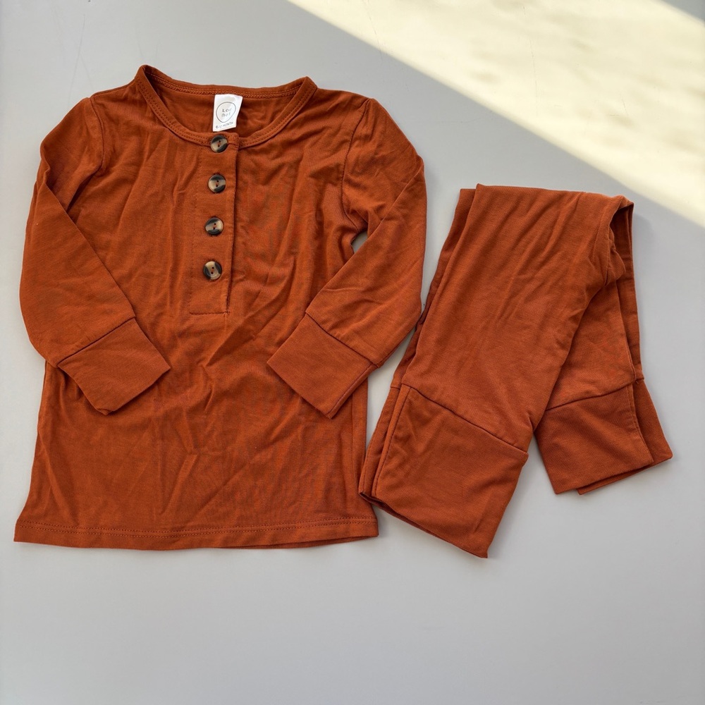 Lou Lou & Company Top & Bottom Set Size 6-12M Copper Cooper Rust Burnt Orange